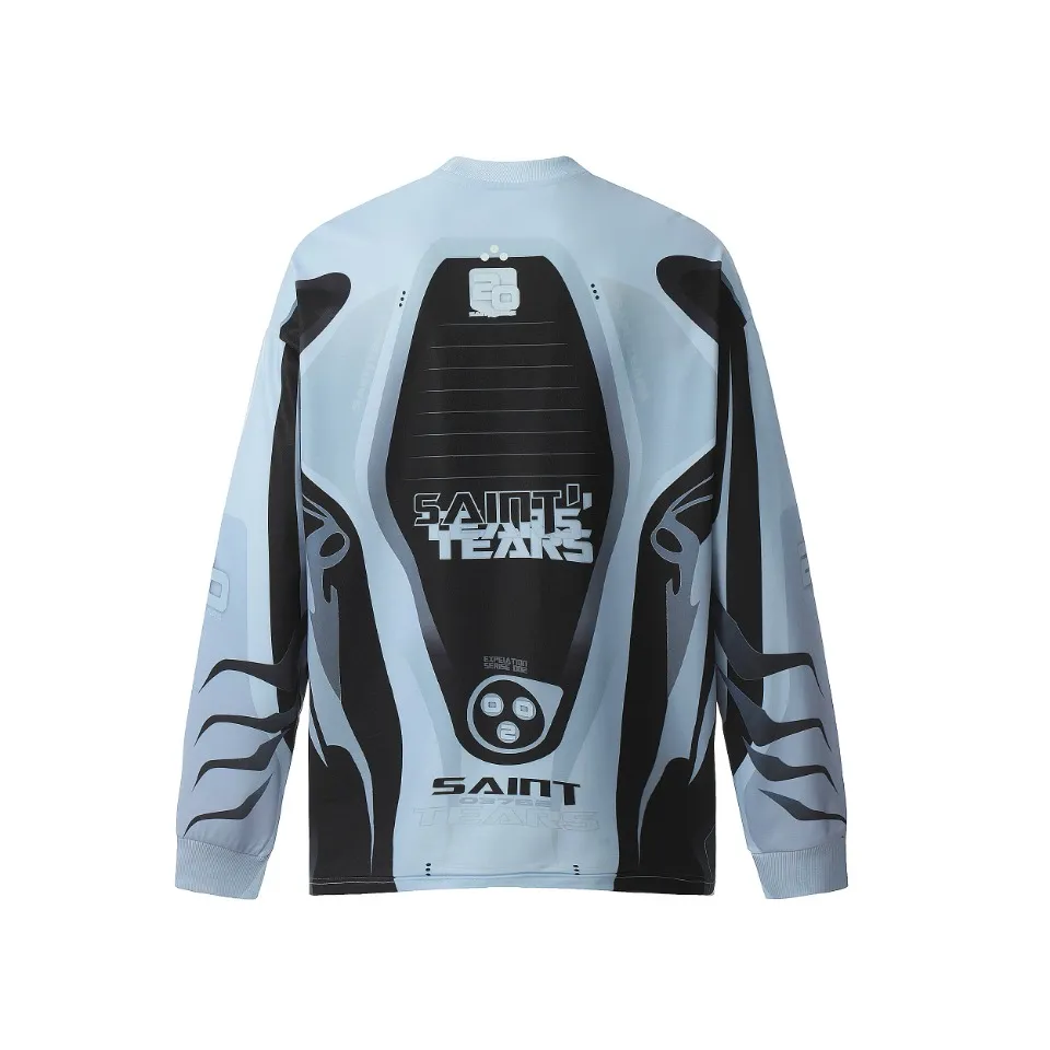 Saint michael tears all-over printed long-sleeved vintage autumn and winter T-shirt Style number: 113 Size: M L XL Wholesale price: 136 Color: white gray blue